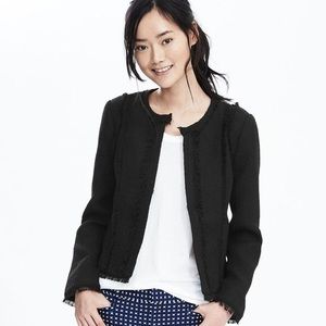 Banana Republic Black Tweed Fringe Blazer 8P